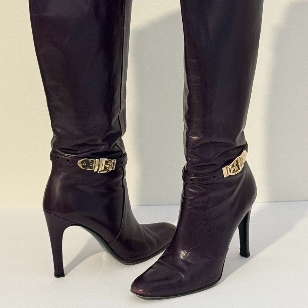 Gucci Luscious Purple Leather Boots Size 7.5 B